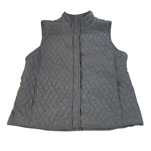 Croft & Barrow Gray Quilted Vest Size L Adjustable Waist Lightweight Layer